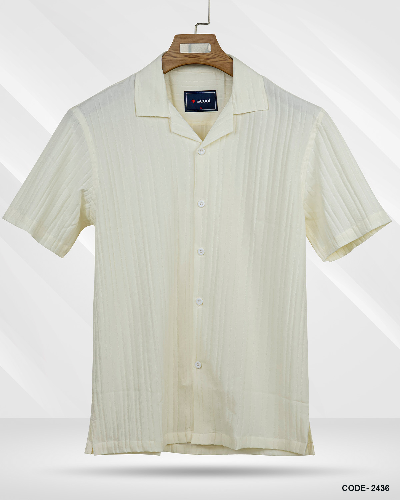 Bubble Stripe Cuban Collar Shirt